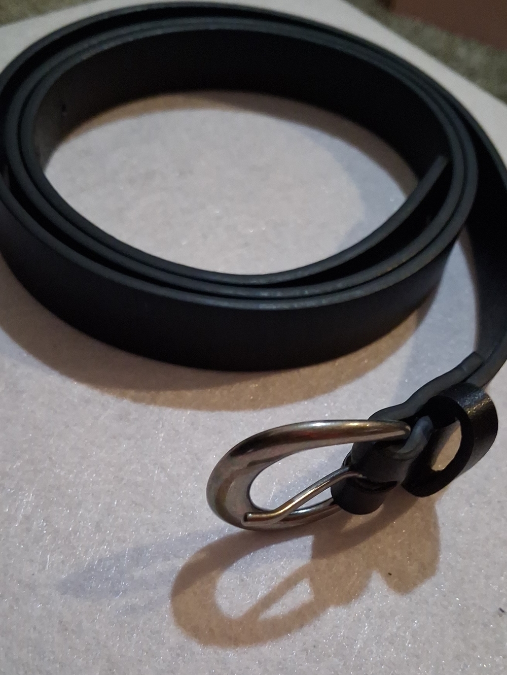 Matte Black Faux Leather Skinny Belt